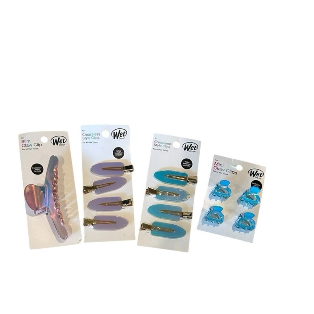 NEW Bundle 4 Packs of The Wet Brush Hair Clips Irridescent Claw Clips &  Style